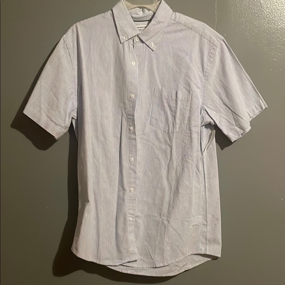 Amazon Essentials Men's Light Blue Striped Button Down Shirt